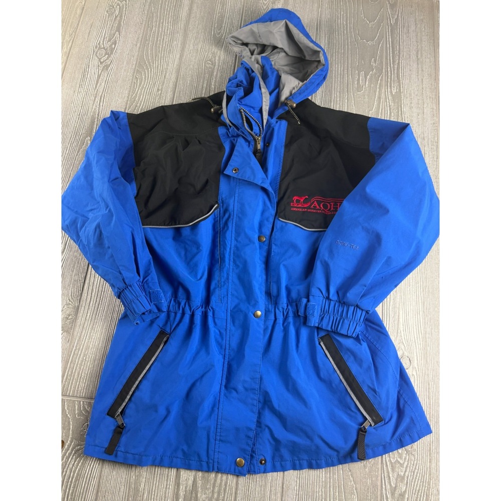 Far West AQHA Gore-Tex Jacket Blue Black Embroidered Zip Up Unisex Windbreaker